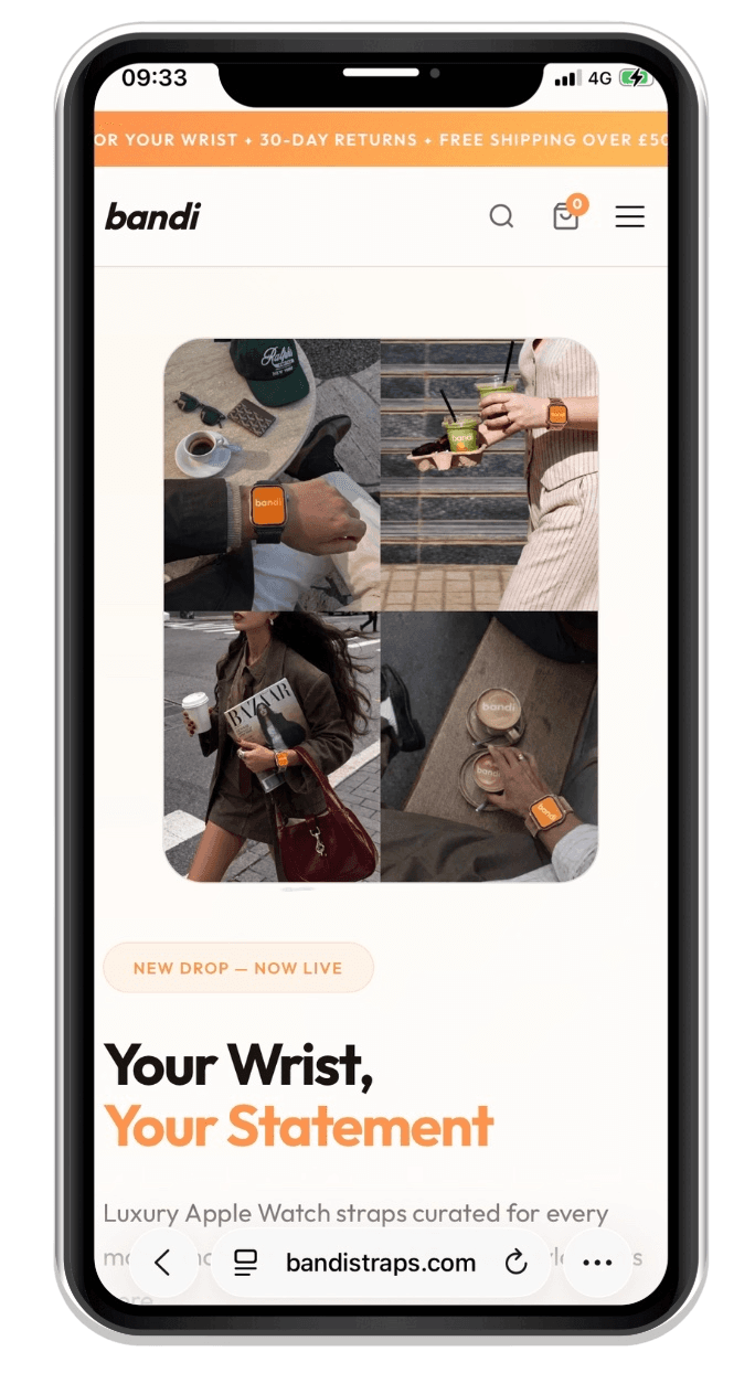 Bandi website on mobile
